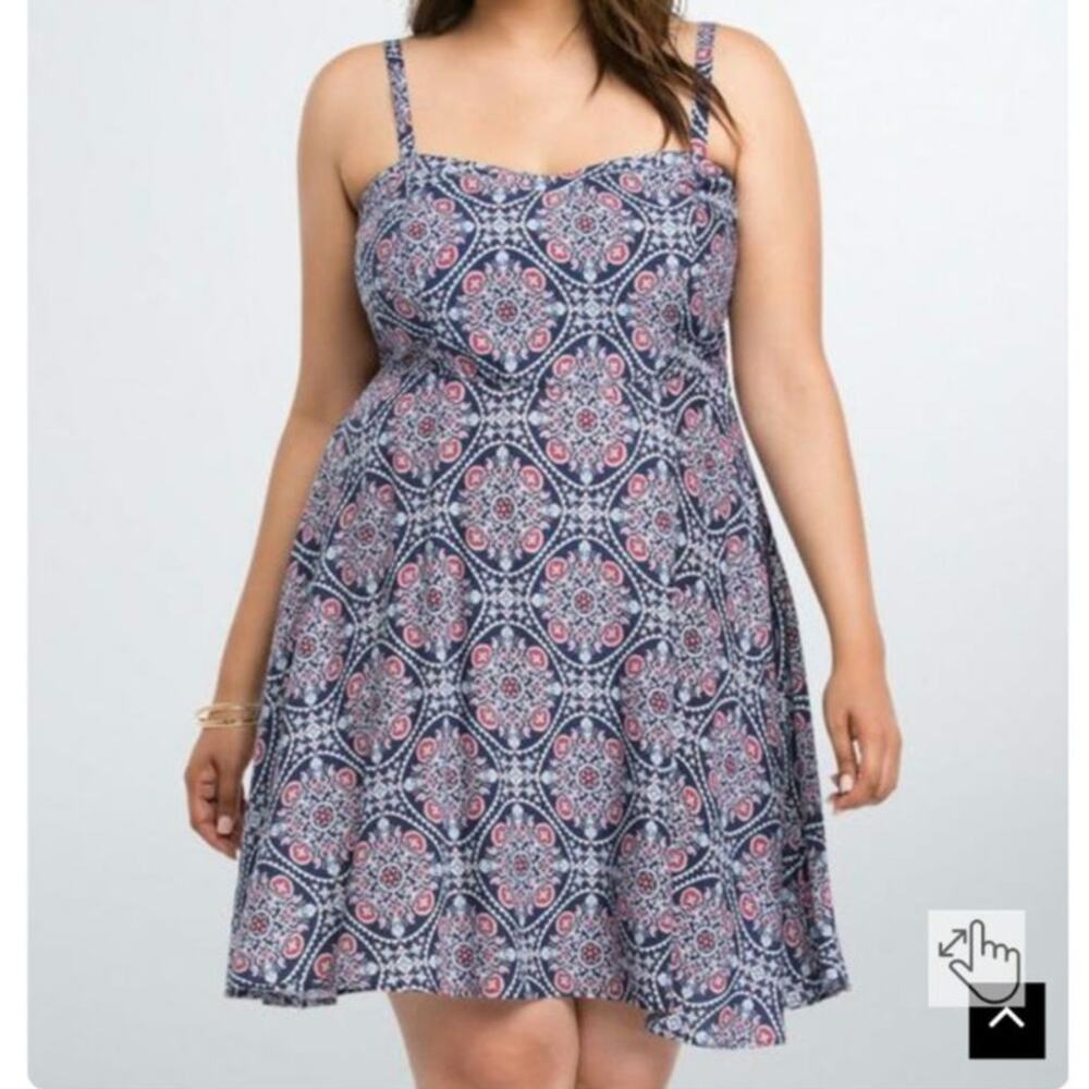 torrid Navy Medallion Mini Dress with Red Accents
